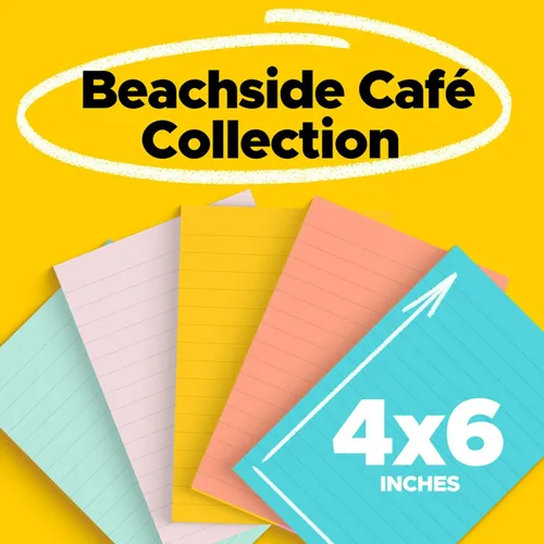 Vista 3 de Post-it Notes Beachside Cafe Collection (4 x 6 pulgadas, 5 blocs, 660 hojas) y colección Post-it Super Sticky Notes Bright