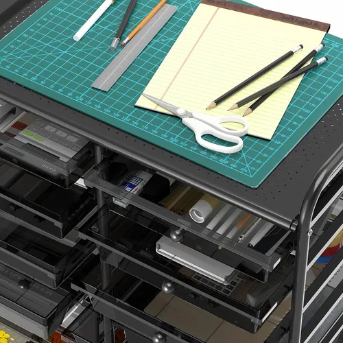Vista 4 de Simple Houseware Carrito utilitario con ruedas con 12 cajones organizador de almacenamiento para arte y manualidades, negro