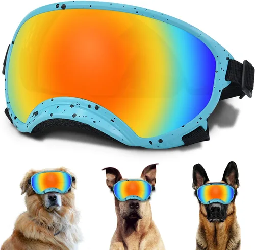 Vista 10 de Gafas de sol para perros medianos con correa ajustable, protección UV, gafas de sol para cachorros a prueba de viento, adecuadas para mascotas