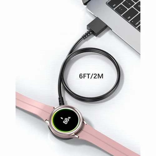 Vista 3 de Cable de carga de reloj Samsung de 6 pies de largo compatible con Samsung Galaxy 8/8 Classic, 7/6/Ultra, 6/4 Classic, 5/5 Pro/4/3/Active 2/1, cable
