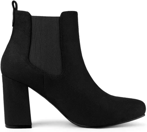 Vista 7 de Allegra K Botas Chelsea de tacón alto grueso con punta redonda para mujer