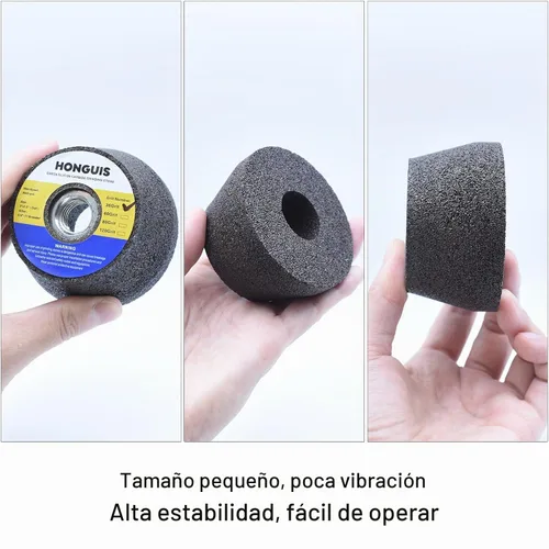 Vista 4 de Muela de piedra de molienda de 3 pulgadas de SiC verde, muela de copa acampanada para granito, mármol, hormigón, mampostería con mandril roscado