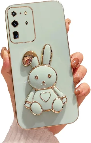 Vista 78 de Funda con soporte de conejo de corazón para Samsung Galaxy A10, cubierta protectora de TPU suave galvanizada a prueba de golpes con bonito soporte