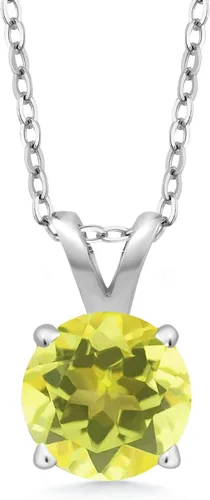 Vista 26 de Gem Stone King Collar con colgante solitario de plata de ley 925 de 0.236 in con piedra natal redonda Collar de 4 puntas para mujer Con cadena