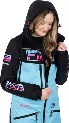 Vista 3 de FXR Monosuit Maverick Lite 2025 para mujer Negro/Azul Cielo/E Rosa