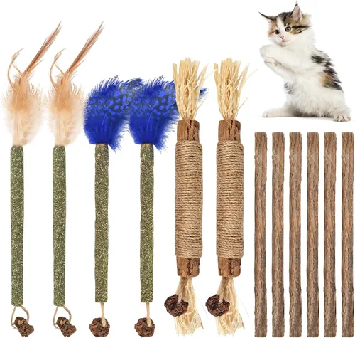 Vista 9 de Bissap 10 palitos masticables Silvervine para gatos, palitos masticables de hierba gatera, juguetes para gatos en interiores, dientes de gatitos