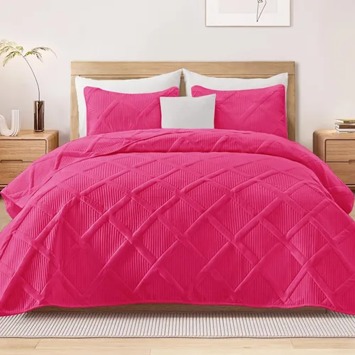 Vista 24 de Exclusivo Mezcla Twin Size Quilt Set, Black Soft Bedspreads with 1 Pillow Sham, Modern Striped Pattern, Lightweight Bedding Set Coverlets for All