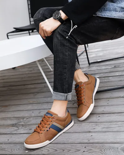 Vista 7 de ASTERO - Zapatos casuales para hombre vestido de moda antideslizante y bajo de piel sintética zapatos para caminar M