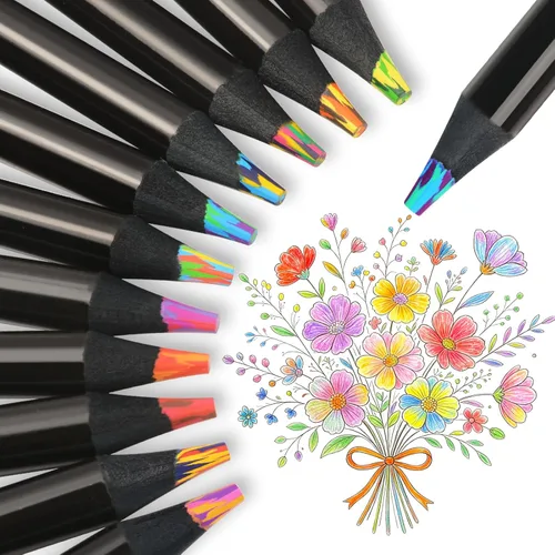 Vista 7 de nsxsu Suministros de arte para niños, adolescentes y adultos, 8 lápices arcoíris, suministros de dibujo, lápices de colores gigantes para dibujar