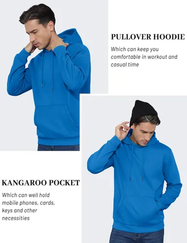 Vista 4 de TACVASEN Sudadera deportiva con capucha para hombre, con forro polar, suave, casual, con bolsillo