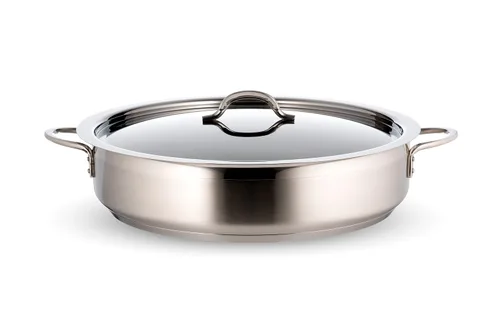 Vista 3 de Bon Chef 60032CFOrange - Olla francesa clásica de acero inoxidable con parte inferior de inducción con tapa, capacidad de 9 cuartos de galón, 14-5/8