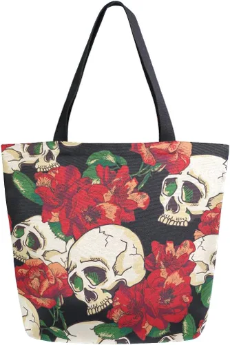 Vista 22 de Naanle Bolsa de lona para mujer, bolso de hombro casual con hoja de palma, reutilizable, multiusos, resistente, para compras, comestibles, algodón