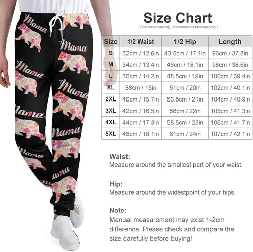 Vista 2 de Mama Bear Floral Soft Womens and Mens Sweatpants Cozy Fit Elastic Athletic Lounge Pants Workout