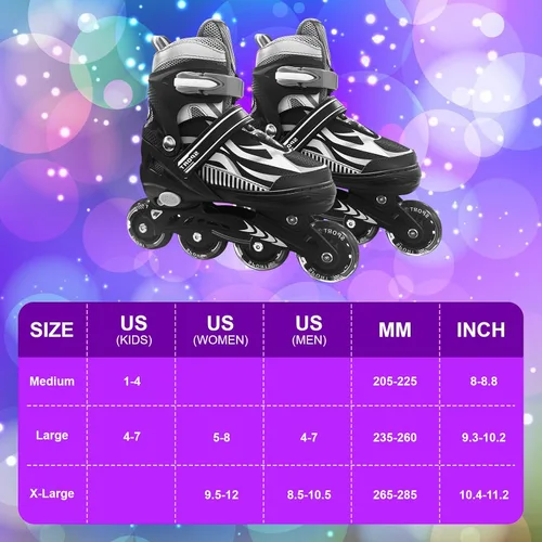 Vista 3 de Patines en línea ajustables para niños y niñas de 4 a 16 años, todas las 8 ruedas de los patines en línea se iluminan, patines en línea para niños
