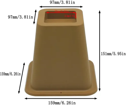 Vista 3 de HomeRoots Elevadores de cama ajustables y elevadores de muebles, elevadores de mesa de plástico resistente de 3, 5 u 8 pulgadas para cama y sofá