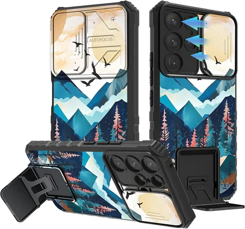 Vista 33 de Funda para Samsung Galaxy A13 5G/4G/A04S, Galaxy A13 5G con cubierta de cámara deslizante, funda de doble capa integrada con función atril
