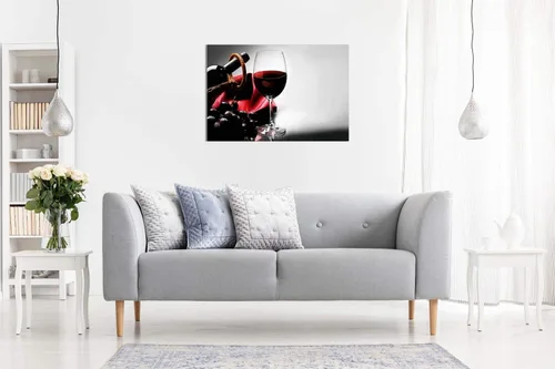 Vista 4 de Lienzo decorativo para pared, diseño de vino tinto, uva, cocina, 12 x 8 pulgadas
