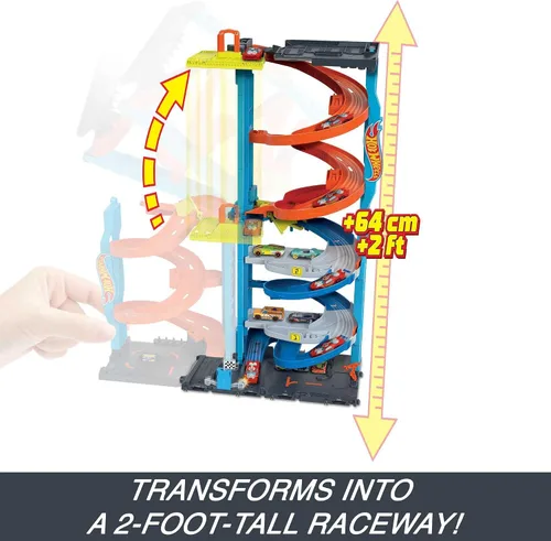Vista 4 de Hot Wheels City Transforming Race Tower & 1 Toy Car