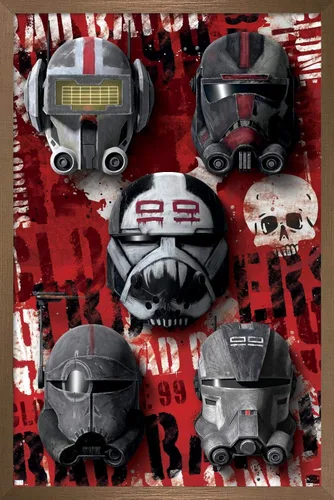 Vista 13 de Trends International Star Wars: The Bad Batch - Póster de pared de cascos, 22.4 pulgadas de largo x 14.7 pulgadas, versión enmarcada en madera