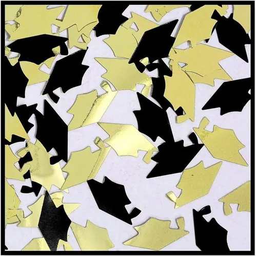 Vista 2 de Congrats Caps - Confeti negro y dorado (paquete de 4)