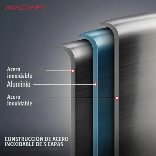Vista 4 de AVACRAFT Sartén para saltear de acero inoxidable 18/10 de tres capas de 3.5