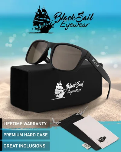 Vista 6 de Black Sail Eyewear - Square Frame UV400 7 Layer Polarized Sunglasses with Mirrored Lenses, Women & Mens Sunglasses Polarized