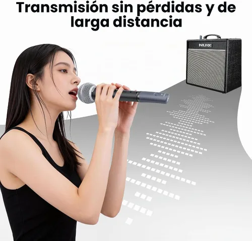 Vista 5 de Sistema de Micrófono Inalámbrico NUX B-3RC 2.4GHz con Estuche de Carga, Paquete de Micrófono, 24-bit/44.1kHz, Transmisión de Larga Distancia