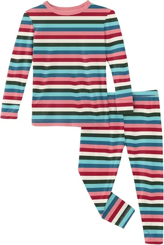 Vista 65 de KicKee Pants Conjunto de pijama de manga larga con estampado de piezas