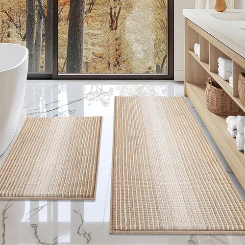 Vista 18 de BSICPRO Tapetes de baño de felpilla, 20 x 32 pulgadas, antideslizantes, absorbentes, suaves, peludos, para baño, lavables a máquina (salvia)