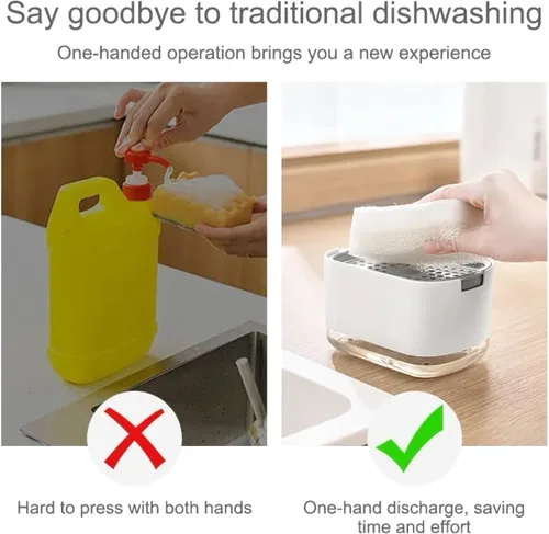 Vista 5 de Dispensador de jabón para platos, sensor de mano de plástico inteligente, dispensador de jabón 2 en 1, dispensador de jabón para cocina, dispensador
