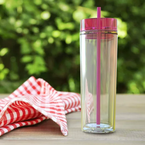 Vista 8 de Maars - Vaso térmico de acrílico delgado transparente con tapa y pajilla 16 onzas de plástico acrílico premium, de doble pared, aislante
