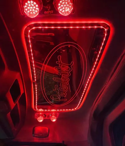 Vista 2 de Inserto de Forro de Techo Peterbilt de Floridas Finest Customs Placa Ligera con Logotipo Peterbilt Se Ajusta a 386, 388, 389 Insertos de Panel