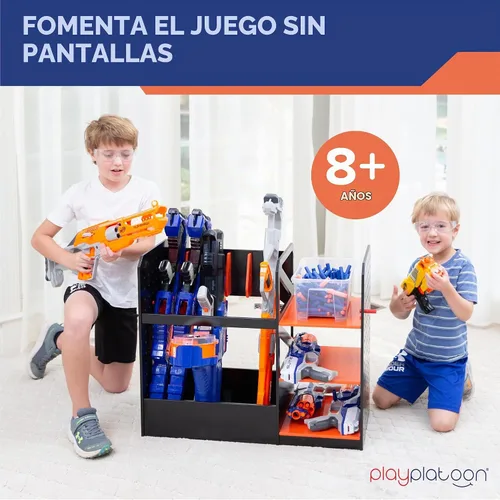 Vista 7 de Play Platoon Estante de almacenamiento para pistola Nerf - Organizador de tablero de clavijas de pared de 6 pistolas Includes 20 Storage Pegs