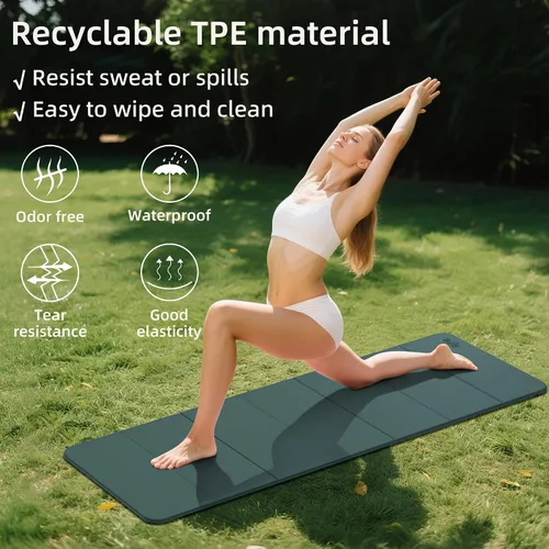Vista 6 de Tapete de yoga extra grueso de 1/2 pulgada, equipo de pilates, 69 x 24 pulgadas, tapetes de entrenamiento sin olor para gimnasio en casa, tapetes