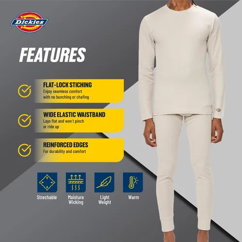Vista 5 de Dickies Conjunto de ropa interior térmica Long Johns para hombre juego de capa base de 2 piezas para clima frío para hombre