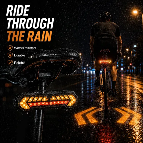 Vista 5 de JINKEY Luz trasera inteligente para bicicleta con señales de giro Negro