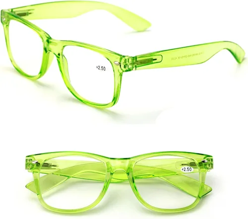 Vista 9 de 2 pares de anteojos de lectura transparentes de color neón de lujo, cómodos y elegantes para lectores simples