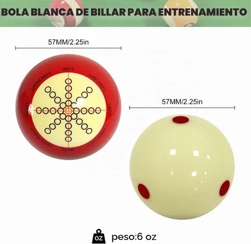 Vista 2 de Bola de Taco de Billar de 2-1/4" Tamaño Estándar Bola de Billar de Repuesto para Entrenamiento