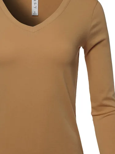 Vista 4 de A2Y Camiseta básica de manga larga de algodón suave y sólido para mujer