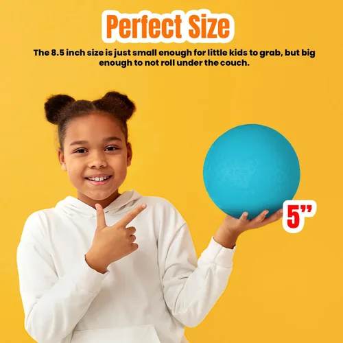 Vista 5 de New Bounce Pelotas deportivas de 5 pulgadas para niños pequeños, paquete de 3 unidades, color rojo, azul, verde, pequeñas bolas suaves