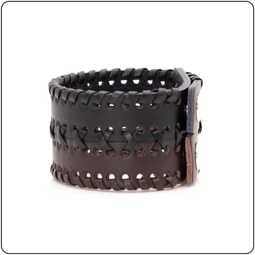Vista 5 de Punk Rock - Pulsera de cuero trenzado ancho