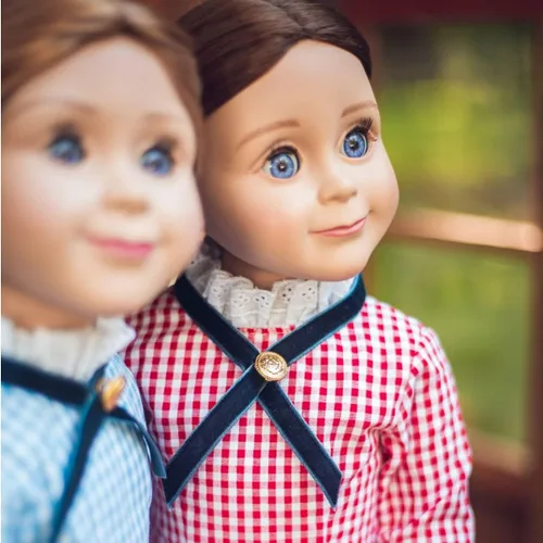 Vista 7 de The Queen's Treasures Ropa de muñeca de 18 pulgadas, Little House on The Prairie Auténtica Laura & Mary Ingalls traje de vestido azul a cuadros