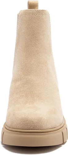Vista 3 de REDTOP Botas Chelsea para mujer con tacón grueso elástico, plataforma con suela de lengüeta