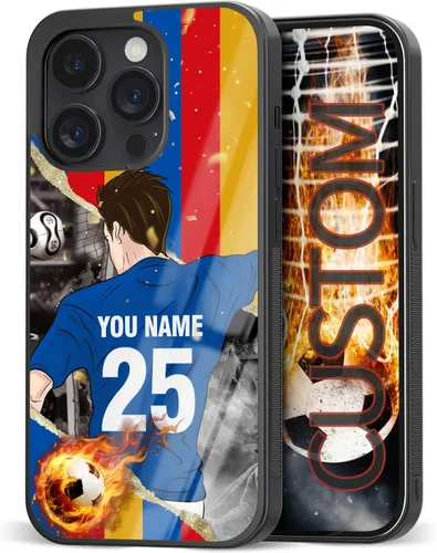 Vista 9 de Fundas personalizadas con nombre y número de fútbol para iPhone 11, 12, 13, 14, 15, 16, 17, 16 Pro Max Plus Mini, Samsung Galaxy Note10 Note20 S8 9