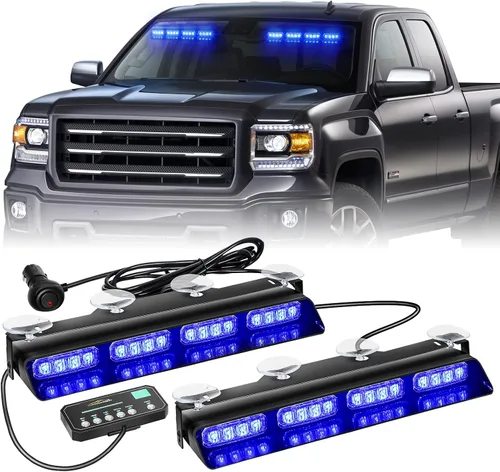 Vista 14 de XRIDONSEN Luces estroboscópicas de emergencia para salpicadero, advertencia intermitente de seguridad ámbar con controlador de pantalla digital
