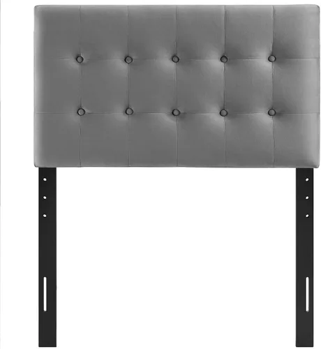 Vista 4 de Modway Emily - Cabecera de terciopelo con diseño capitoné de tamaño individual, color gris