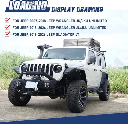 Vista 5 de Parachoques delantero Wrangler Gladiator para Jeep Wrangler JL 2018-2026 y JK 2007-2018 y Gladiator JT 2019-2026, HAWKLEY parachoques delantero