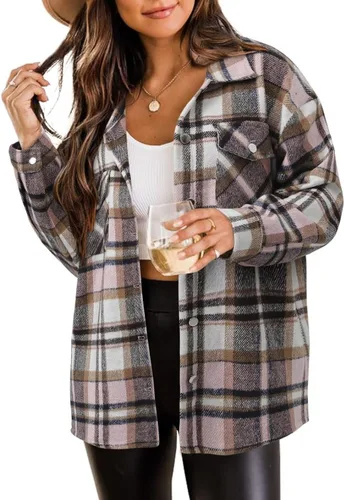 Vista 5 de ZOLUCKY Chaqueta de manga larga con botones para mujer, talla grande, blusas