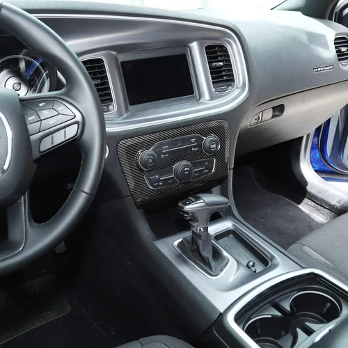 Vista 3 de Voodonala Para cargador de radio, CD, interruptor de CD, consolas centrales para Dodge Charger 2015-2026+, accesorios interiores, fibra de carbono