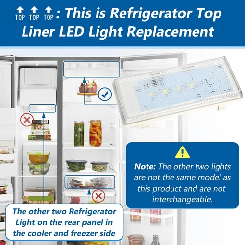 Vista 3 de Luz LED principal del refrigerador 2024 en refrigerador para Whirlpool WRS325FDAM02 Whirlpool WRS325FDAM04 WRS325FDAM WRS322FDAM04 WRS322FDAW04